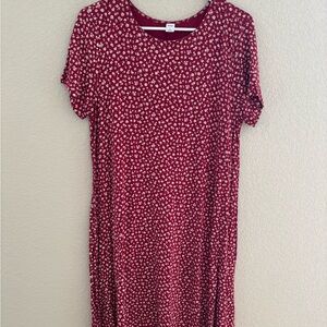 Old Navy Red Midi Dress Casual Crew Neck Short Sleeve